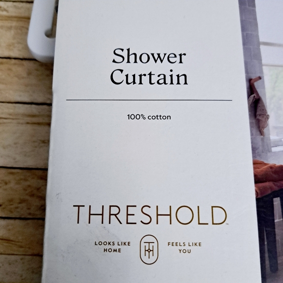 Threshold Gray Striped 100% Cotton Shower Curtain 72" × 72" - Picture 5 of 7